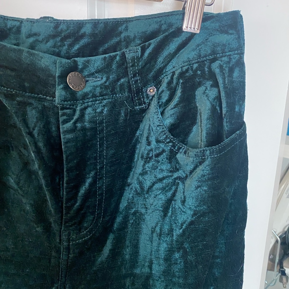 Free People Dark Green Velvet Pants - Picture 2 of 10